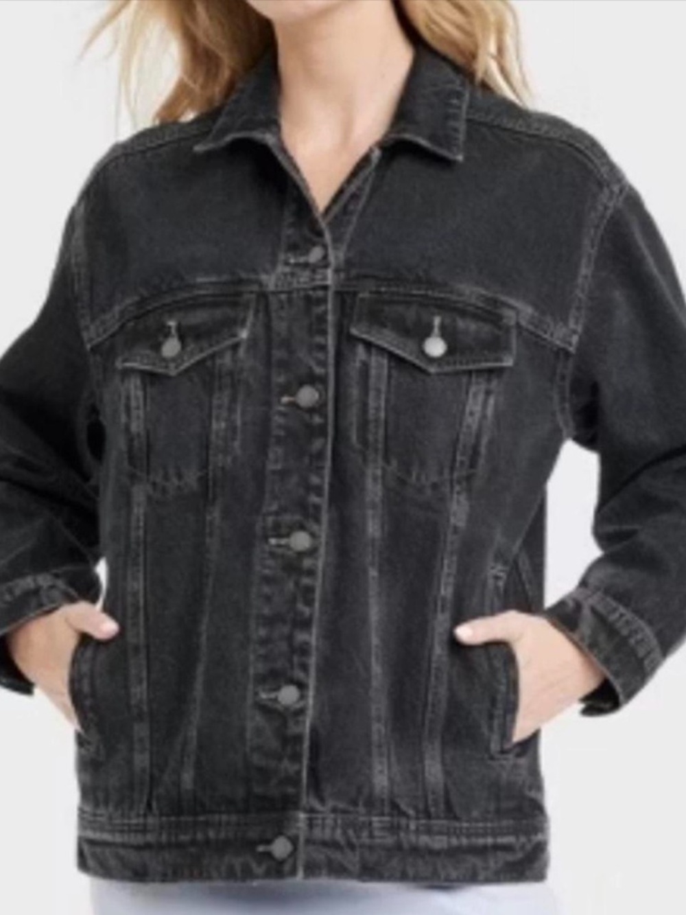 Wild Fable 90s Baggy Jean Jacket - Black